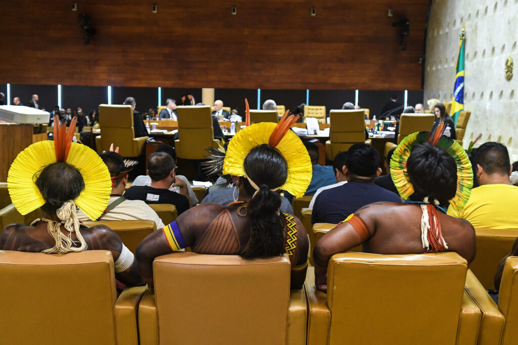 Indigenous leaders during the Supreme Court ruling on the time limit for land demarcation (Carlos Moura /Supreme Court courtesy)