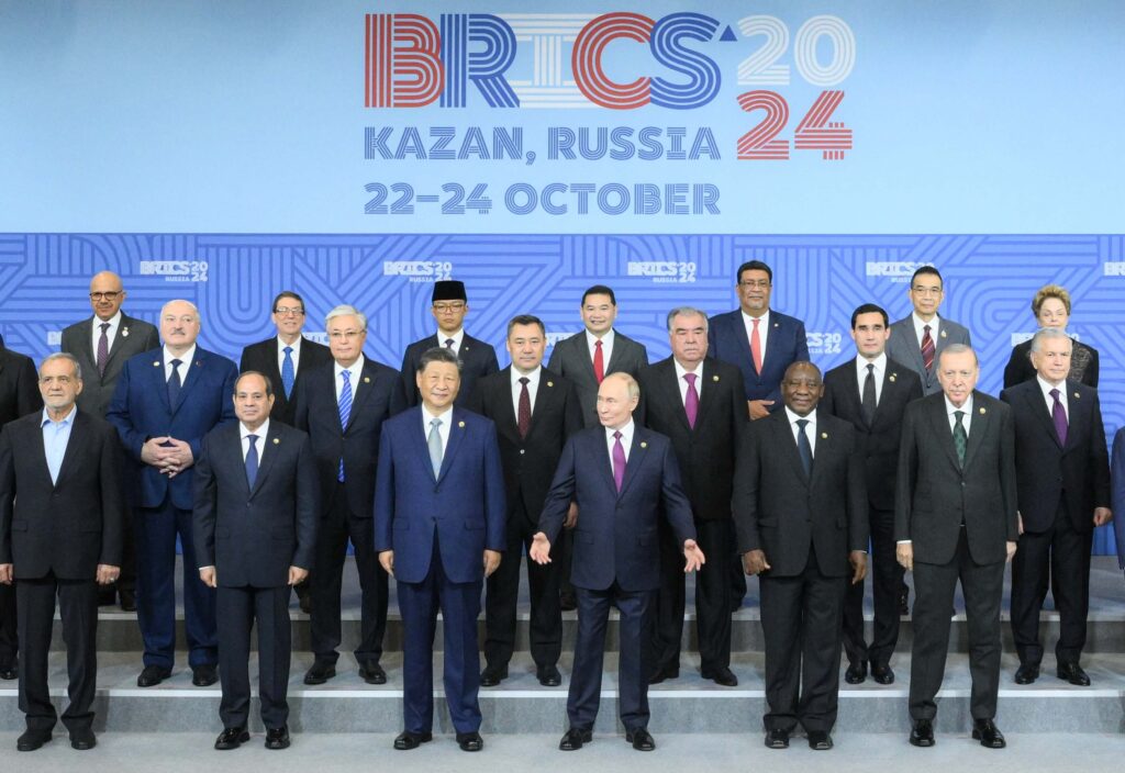 BRICS leaders during the 16th BRICS summit in Kazan (Sergey Bobylev / brics-russia2024.ru host photo agency)