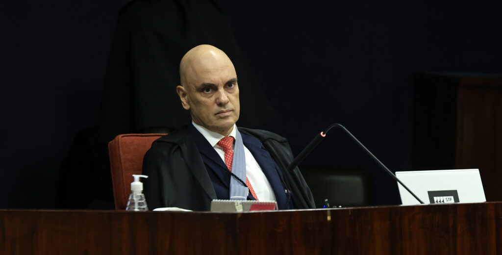 Justice Alexandre de Moraes at a hearing on the attempted coup d'état in Brazil (photo credit: Rosinei Coutinho / Supreme Court via Flickr)